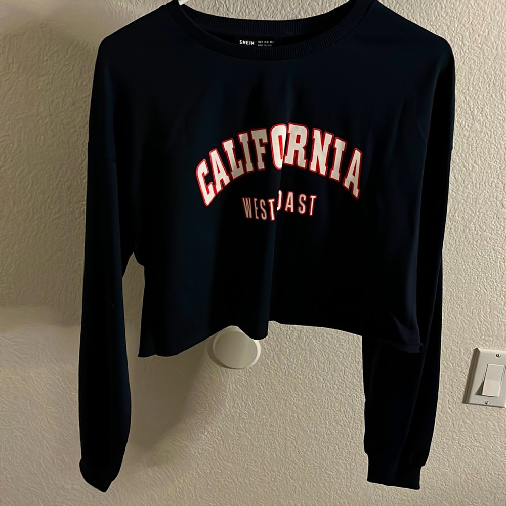 California west coast navy cropped long sleeve